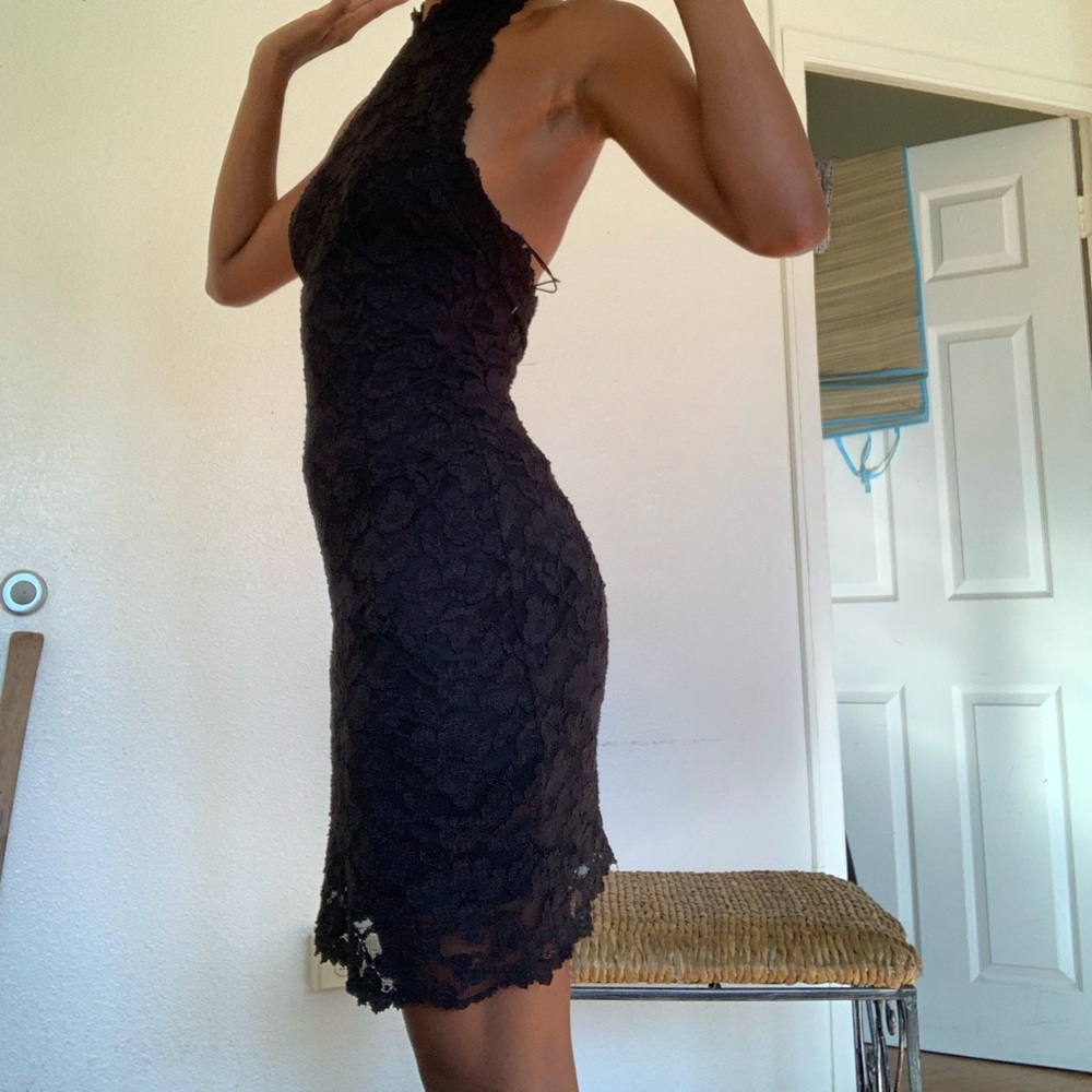 Vintage Black Lace Halter Dress - Picture 2 of 4